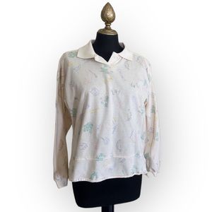 Beverly Hills Polo Club Vintage Pullover Long Sleeve Light Yellow Size Small